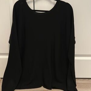 NYDJ wool blend black long sleeve long sweater/tunic. Size large. High/low split